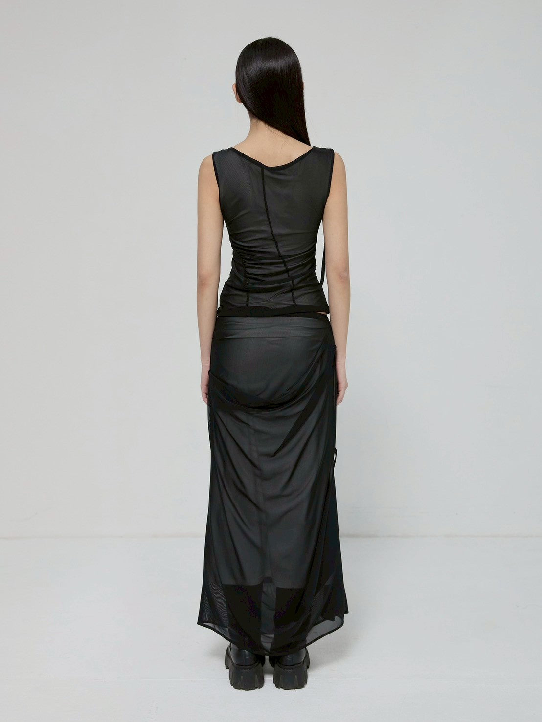 6/22 21:00発売【FLAREUP】Draped Mesh Layered Sleeveless
