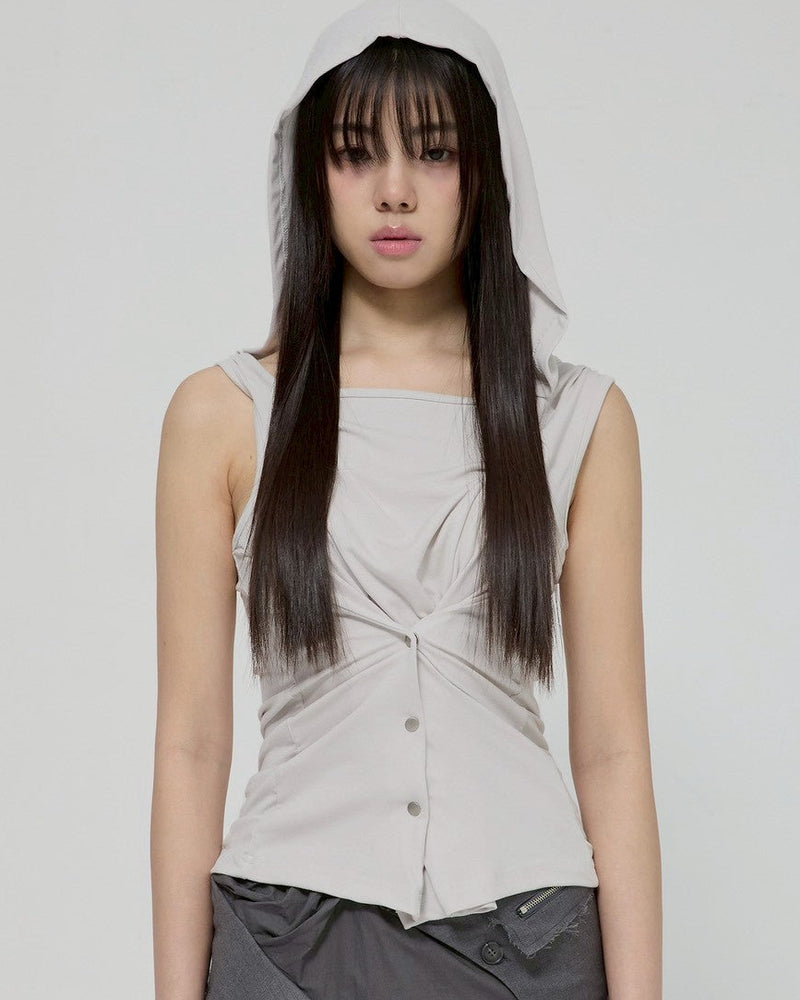 【FLAREUP】Asymmetric Snap Hoodie