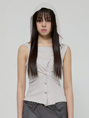 6/22 21:00発売【FLAREUP】Asymmetric Snap Hoodie