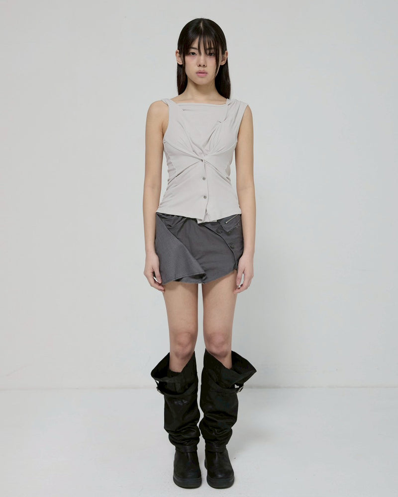 【FLAREUP】Asymmetric Snap Hoodie