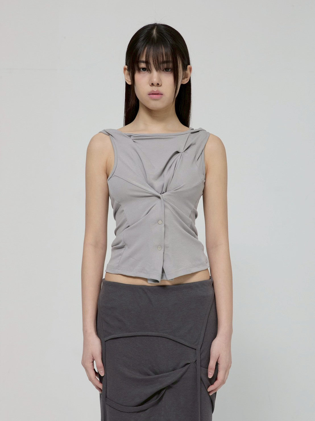6/22 21:00発売【FLAREUP】Asymmetric Snap Hoodie