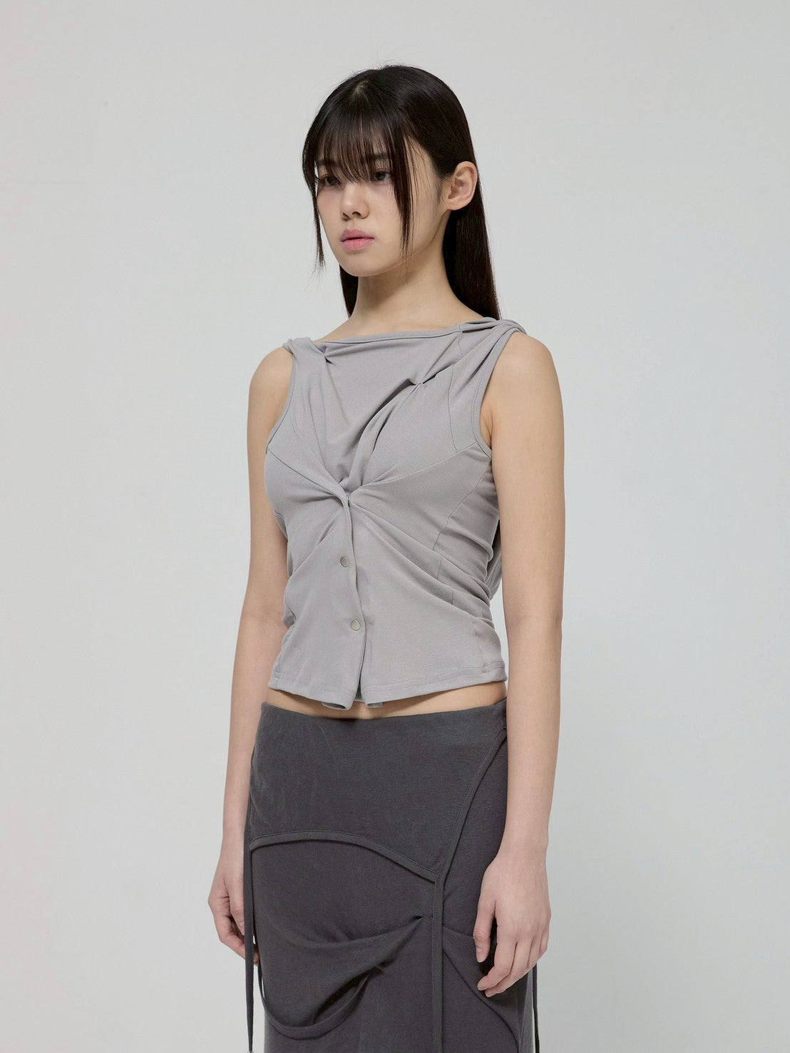 6/22 21:00発売【FLAREUP】Asymmetric Snap Hoodie