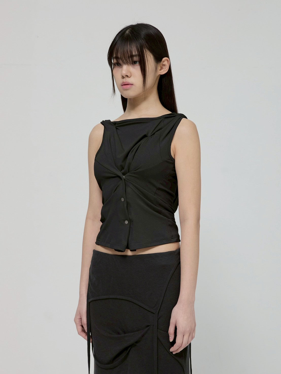6/22 21:00発売【FLAREUP】Asymmetric Snap Hoodie