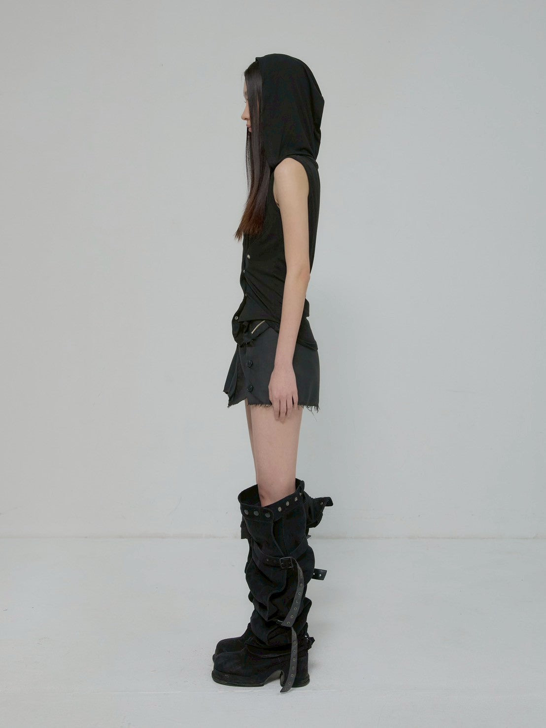 6/22 21:00発売【FLAREUP】Asymmetric Snap Hoodie