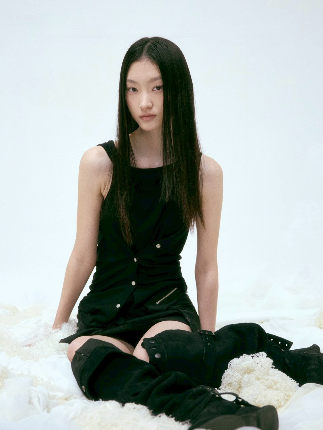 6/22 21:00発売【FLAREUP】Asymmetric Snap Hoodie