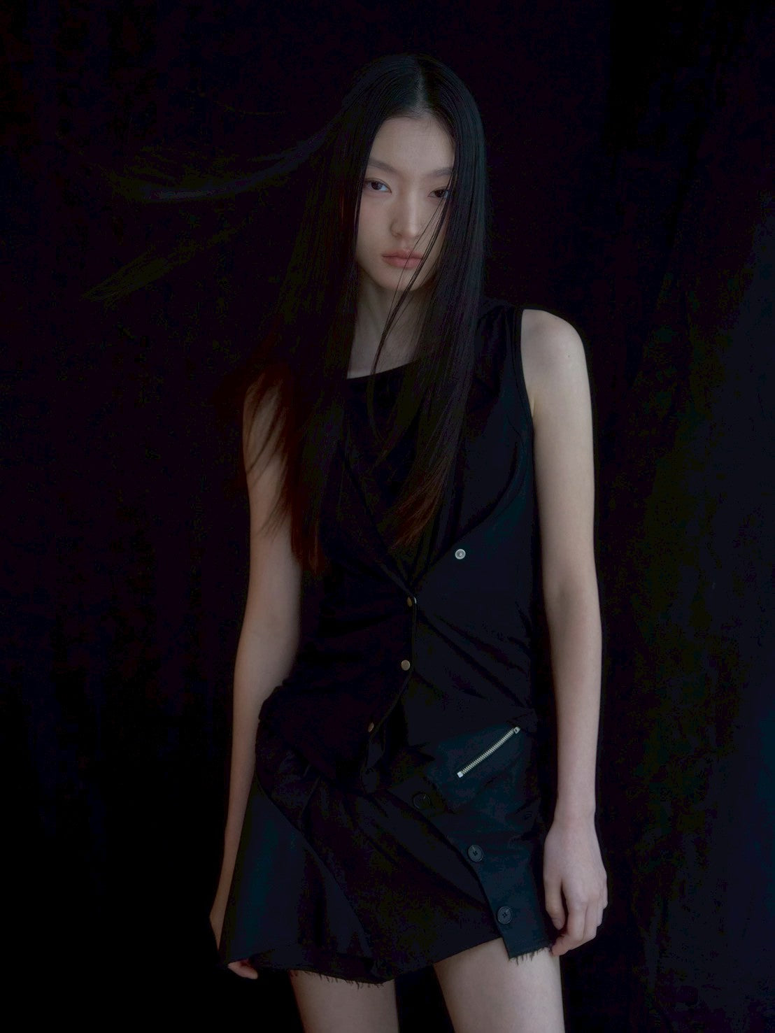 6/22 21:00発売【FLAREUP】Asymmetric Snap Hoodie