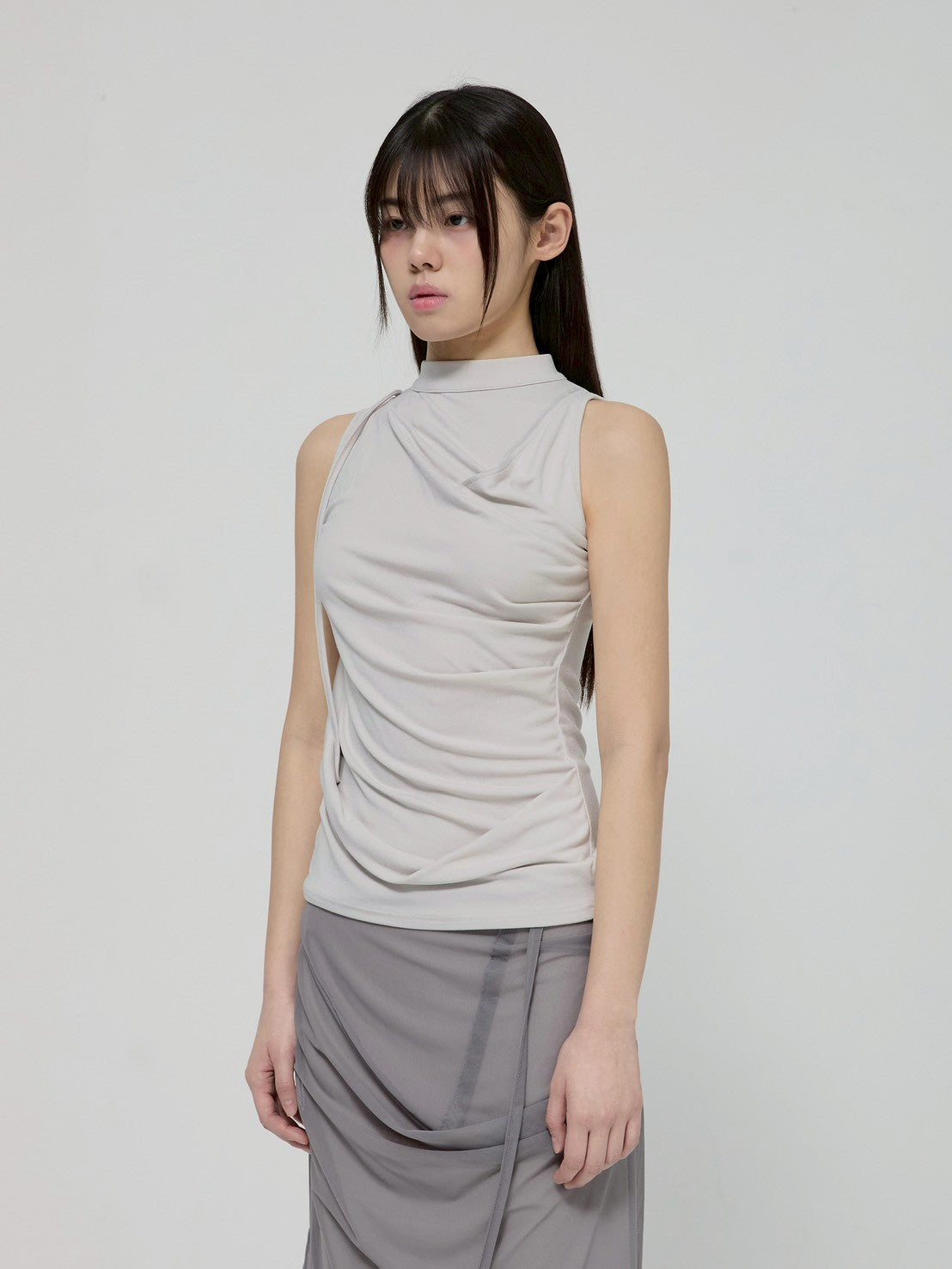 6/22 21:00発売【FLAREUP】Draped Sleeveless Top