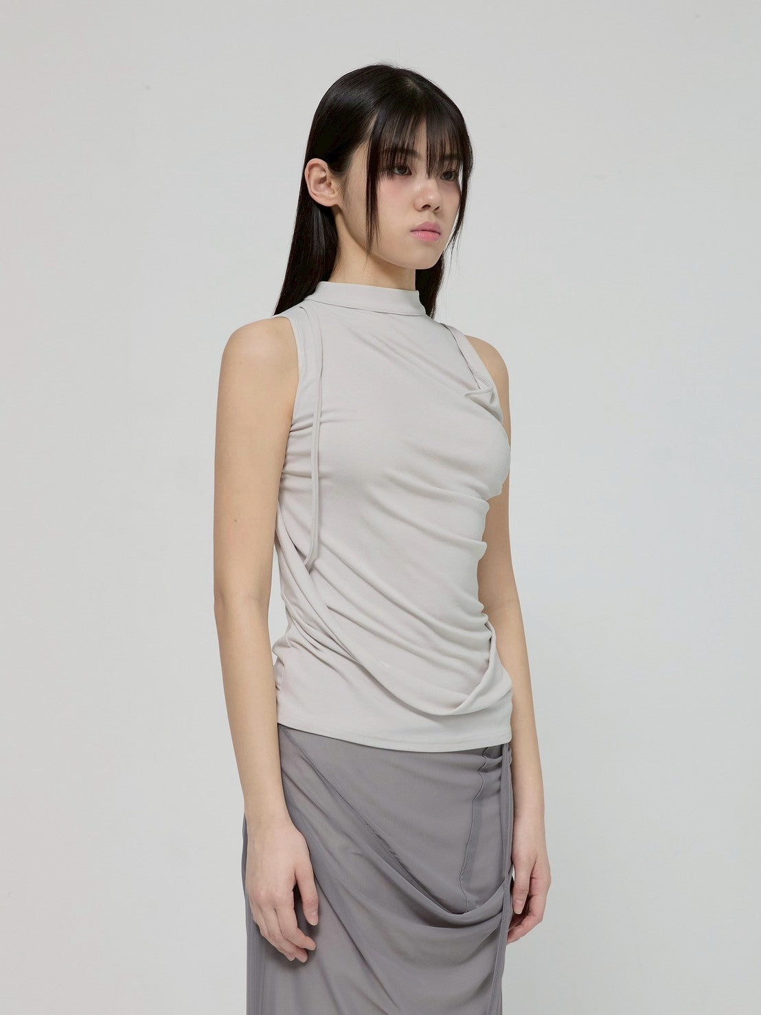 6/22 21:00発売【FLAREUP】Draped Sleeveless Top