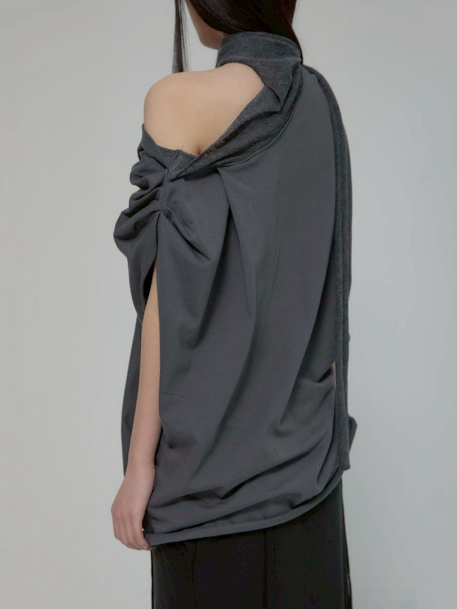 6/22 21:00発売【FLAREUP】Draped Scarf One-Shoulder Top