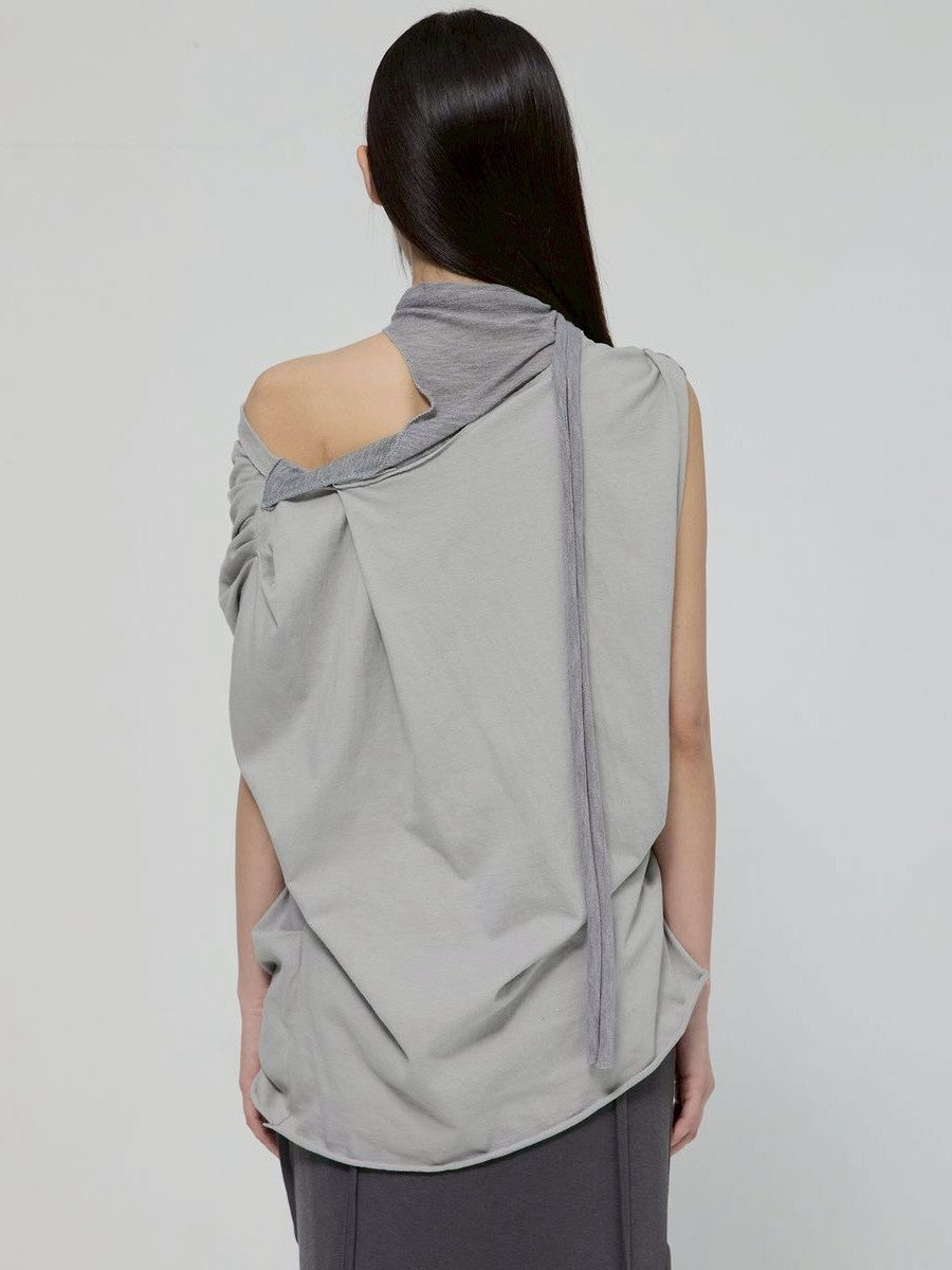 6/22 21:00発売【FLAREUP】Draped Scarf One-Shoulder Top