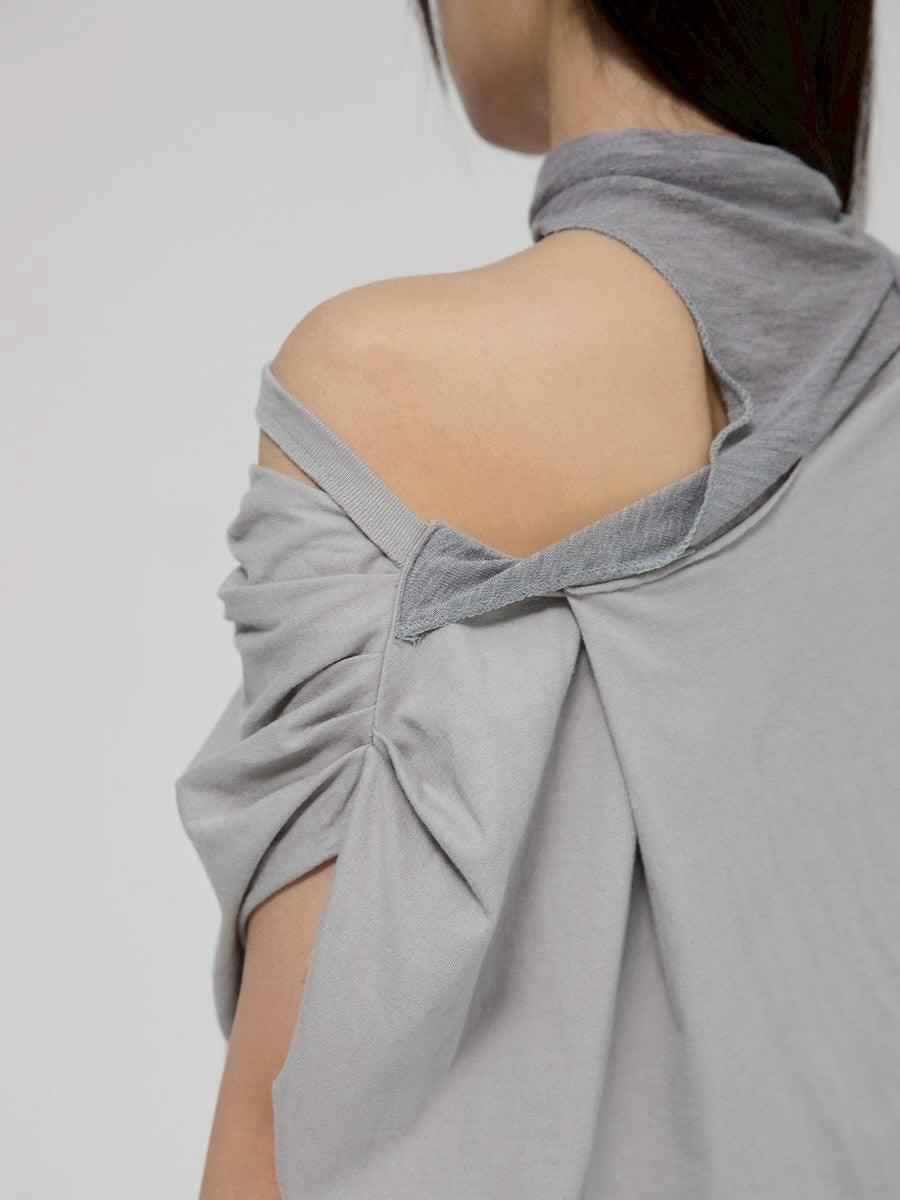 6/22 21:00発売【FLAREUP】Draped Scarf One-Shoulder Top
