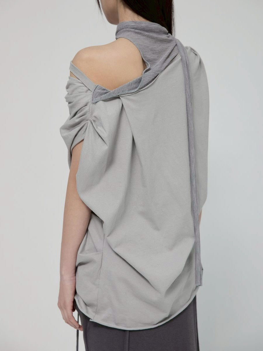6/22 21:00発売【FLAREUP】Draped Scarf One-Shoulder Top