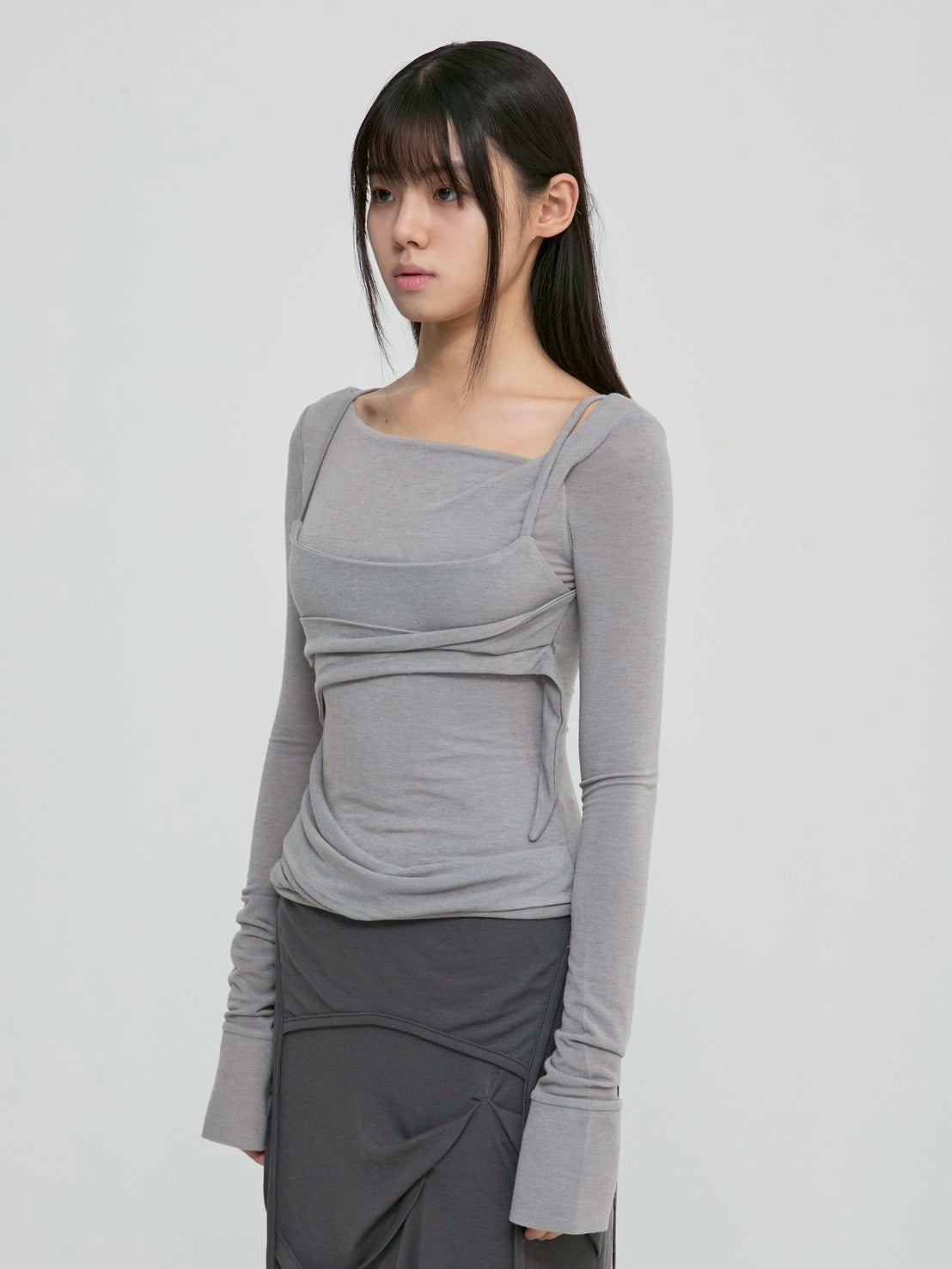 【FLAREUP】Layered Bustier Long Sleeve
