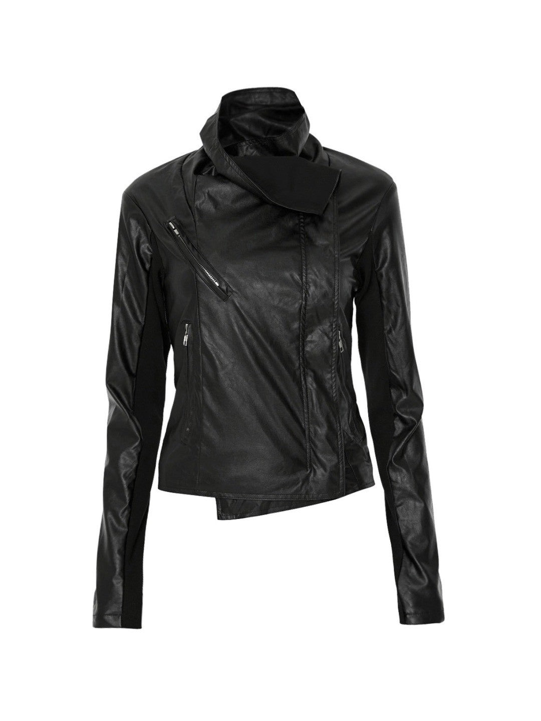 【FLAREUP】Asymmetrical Biker Leather Jacket