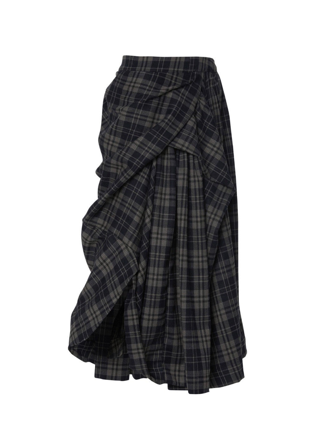 【FLAREUP】Asymmetrical Draped Layered Long Skirt