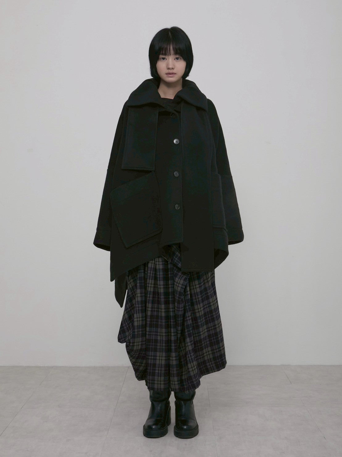 【FLAREUP】Asymmetrical Draped Layered Long Skirt