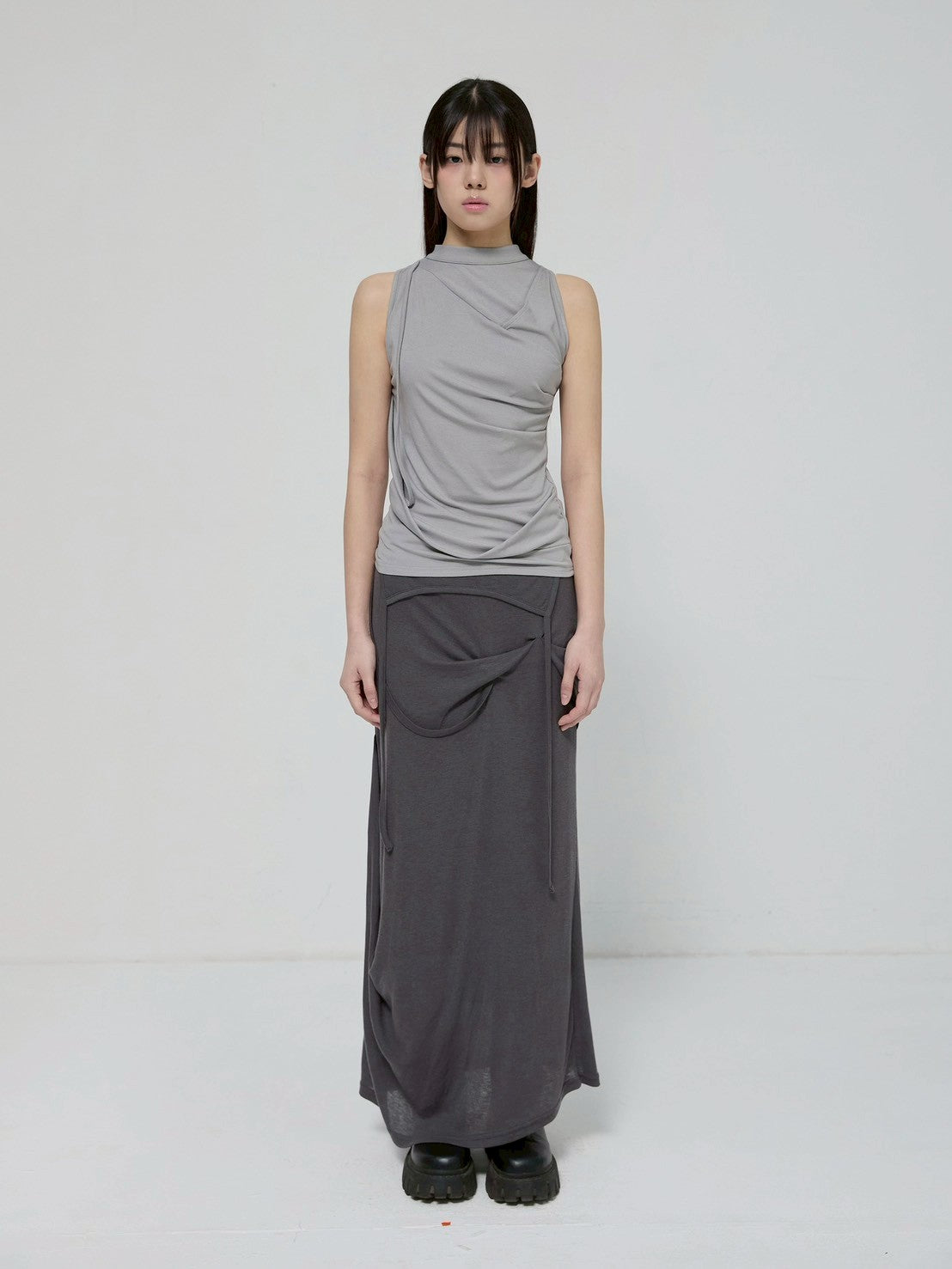 6/22 21:00発売【FLAREUP】Draped Sleeveless Top