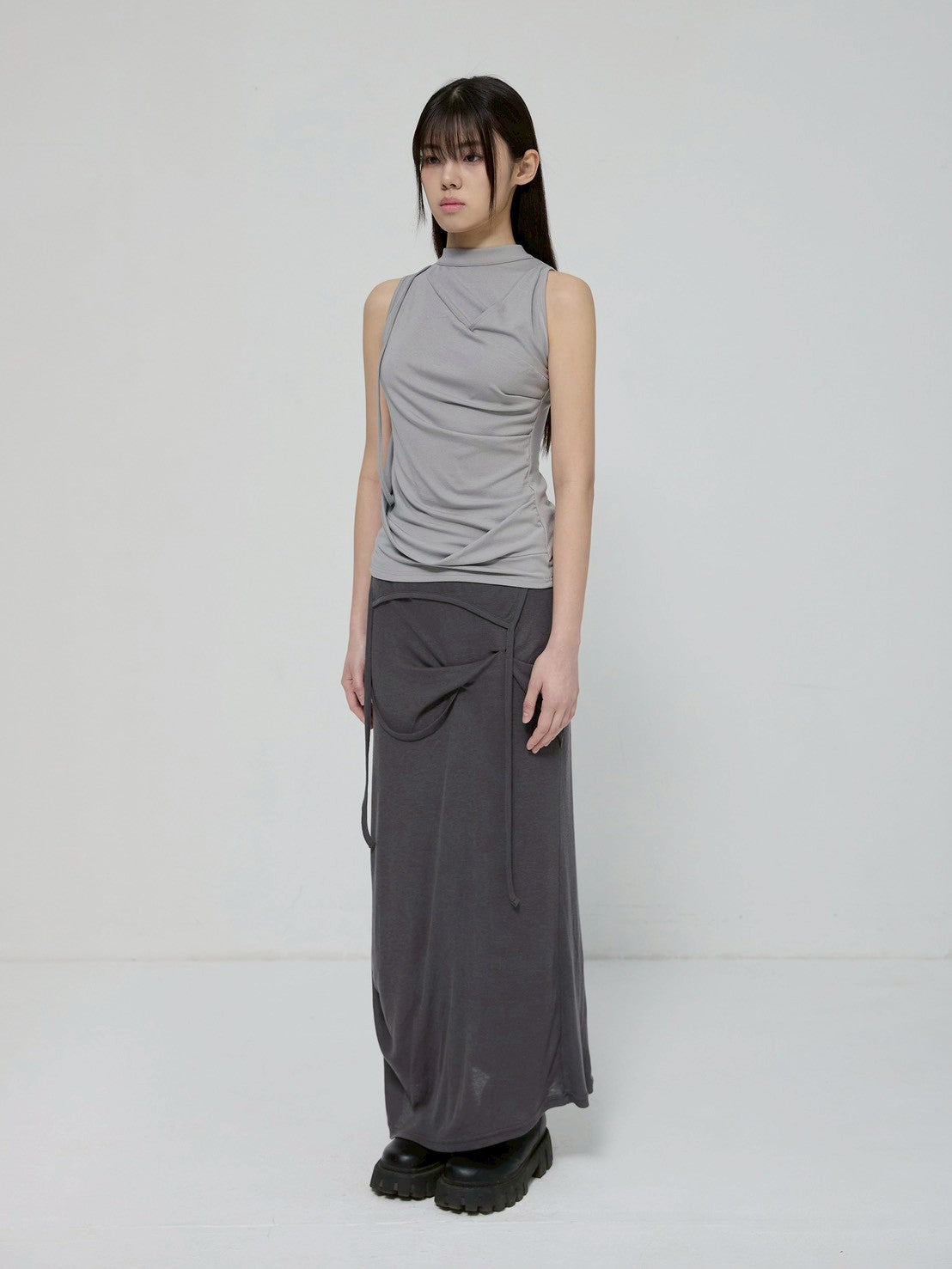 6/22 21:00発売【FLAREUP】Draped Sleeveless Top