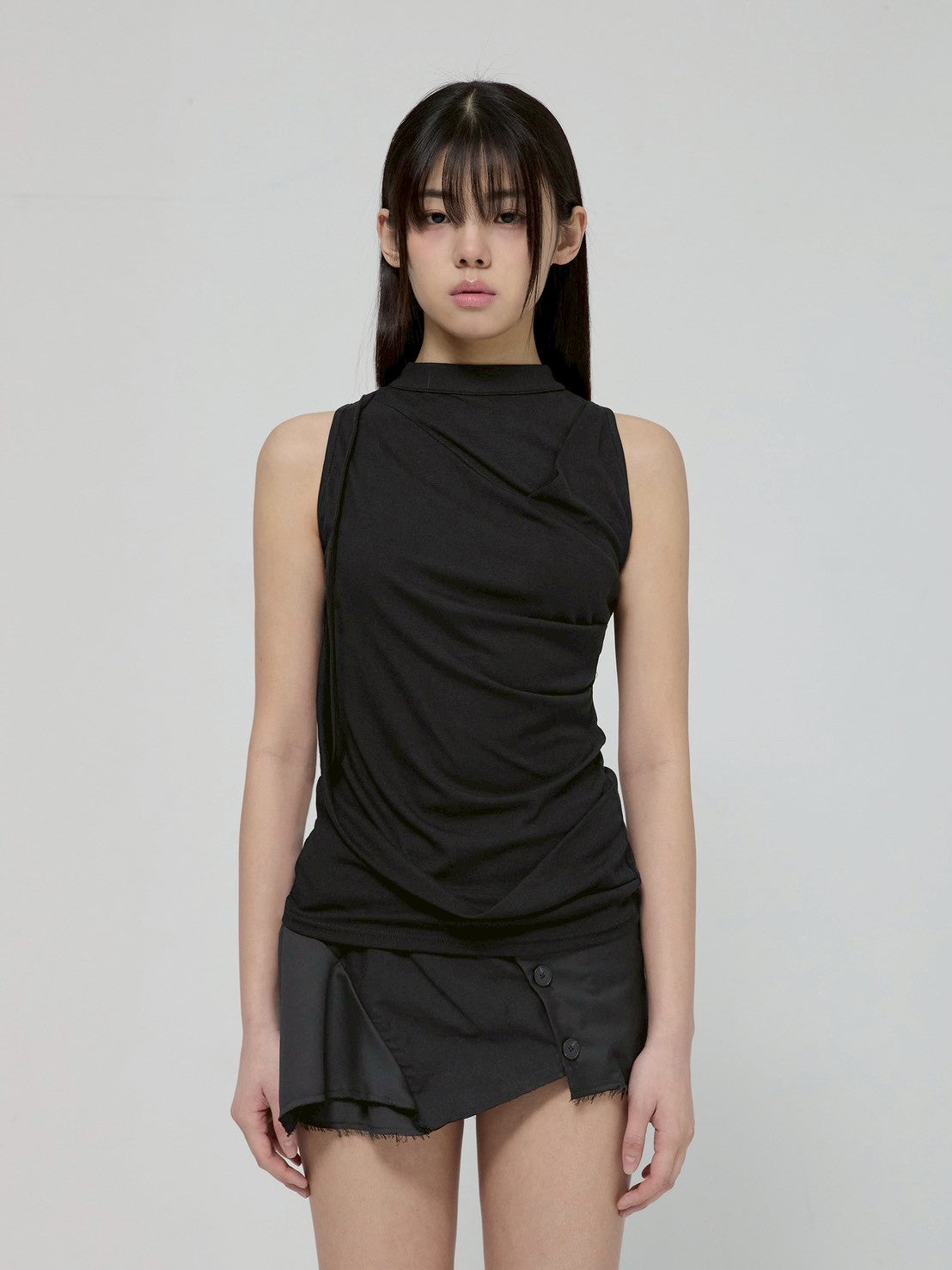6/22 21:00発売【FLAREUP】Draped Sleeveless Top