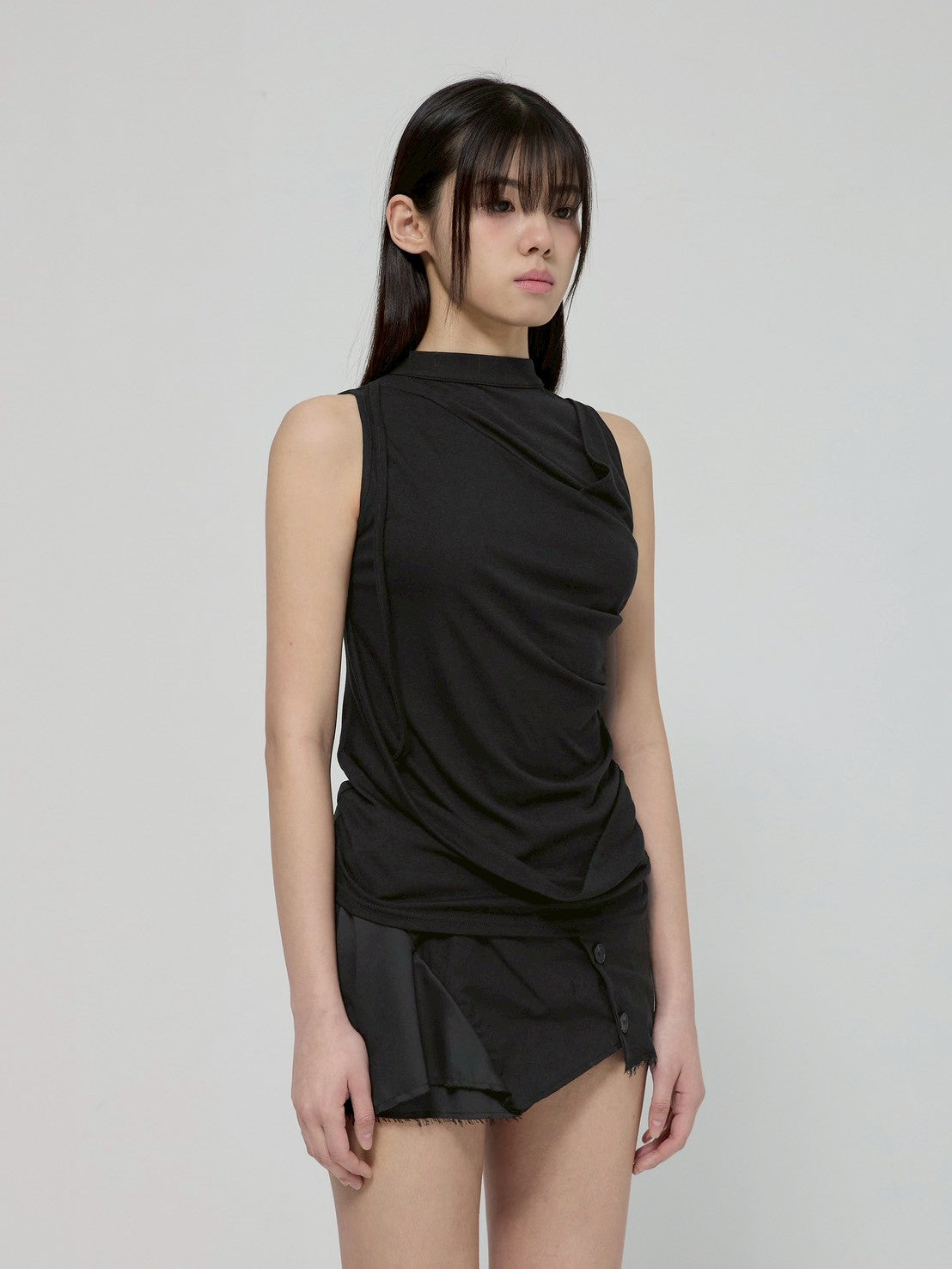 6/22 21:00発売【FLAREUP】Draped Sleeveless Top