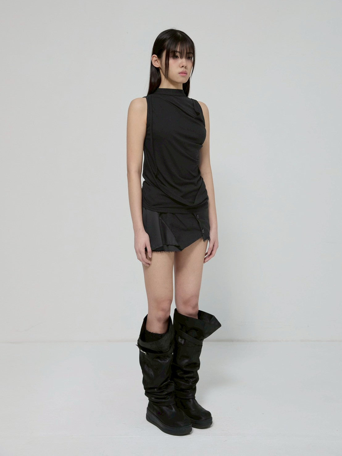 6/22 21:00発売【FLAREUP】Draped Sleeveless Top