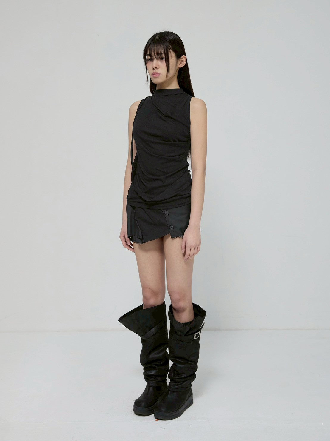 6/22 21:00発売【FLAREUP】Draped Sleeveless Top