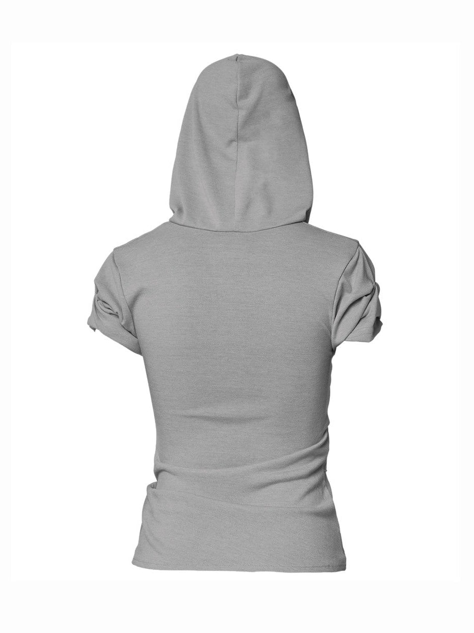 6/22 21:00発売【FLAREUP】Asymmetrical Half Sleeve Draped Hoodie