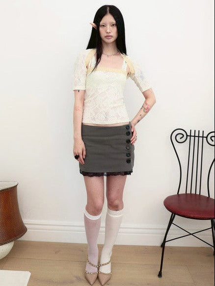 【MIAE】[香] Classic Button Skort (SS & Lace ver)