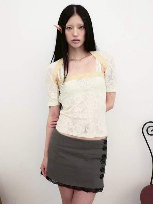【MIAE】[香] Classic Button Skort (SS & Lace ver)
