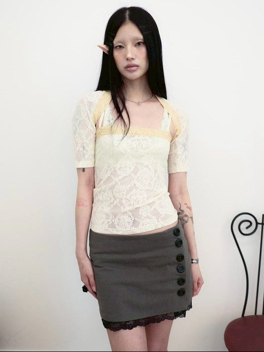 【MIAE】[香] Classic Button Skort (SS & Lace ver)