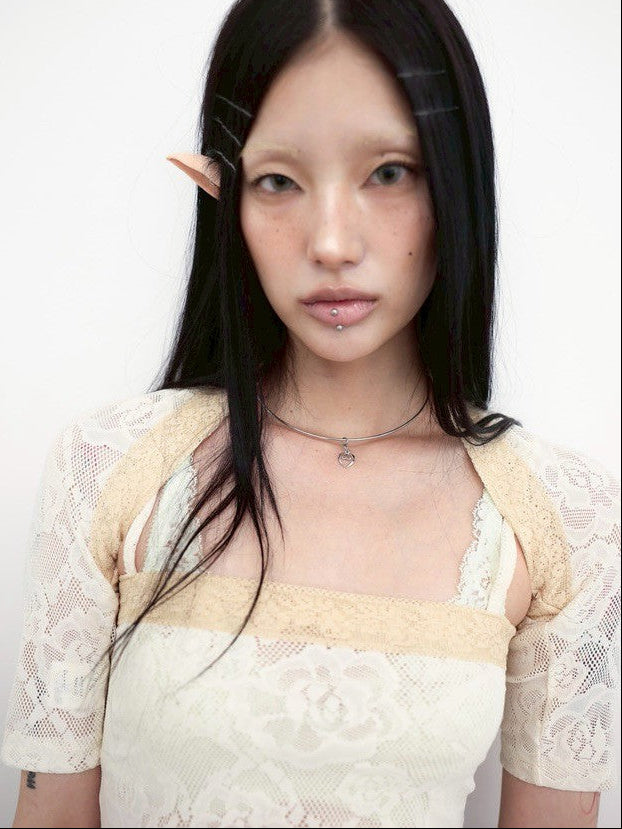 【MIAE】[香] Floral Lace Sleeveless & Bolero SET