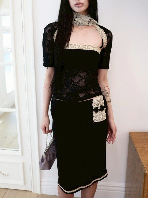 【MIAE】[香] Belle Lace Midi Skirt (3-way)