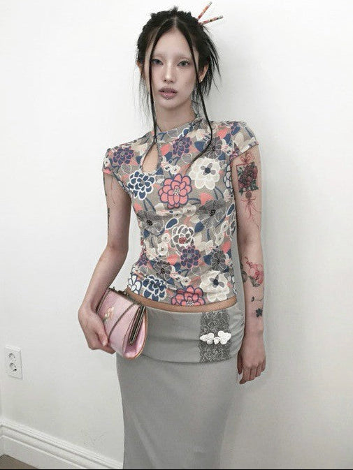 【MIAE】[香] Qipao Floral Top
