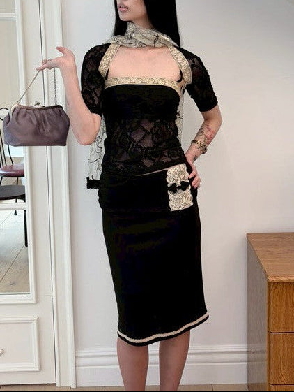 【MIAE】[香] Belle Lace Midi Skirt (3-way)