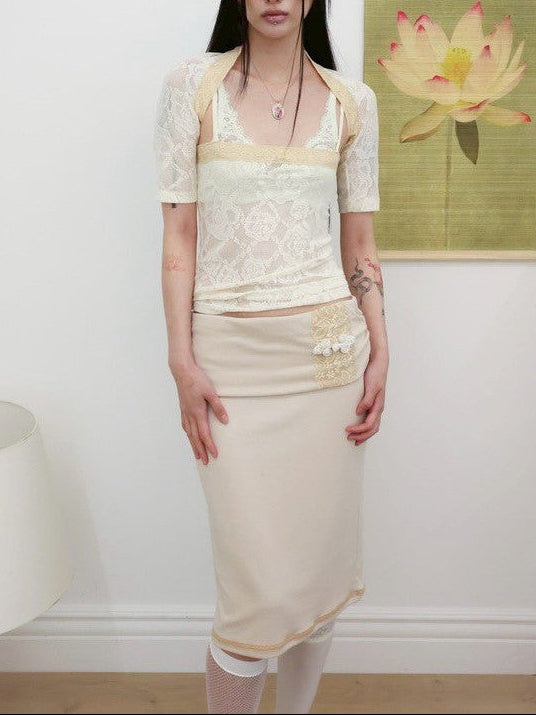 【MIAE】[香] Belle Lace Midi Skirt (3-way)