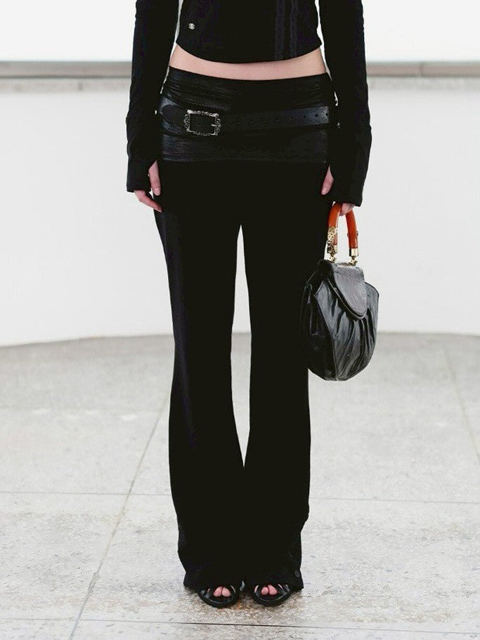 【MIAE】[ID] Layered Leather Bootcut Pants