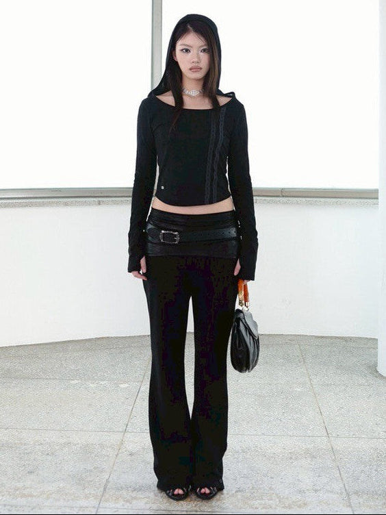 【MIAE】[ID] Layered Leather Bootcut Pants
