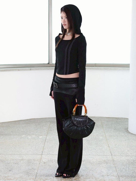 【MIAE】[ID] Layered Leather Bootcut Pants