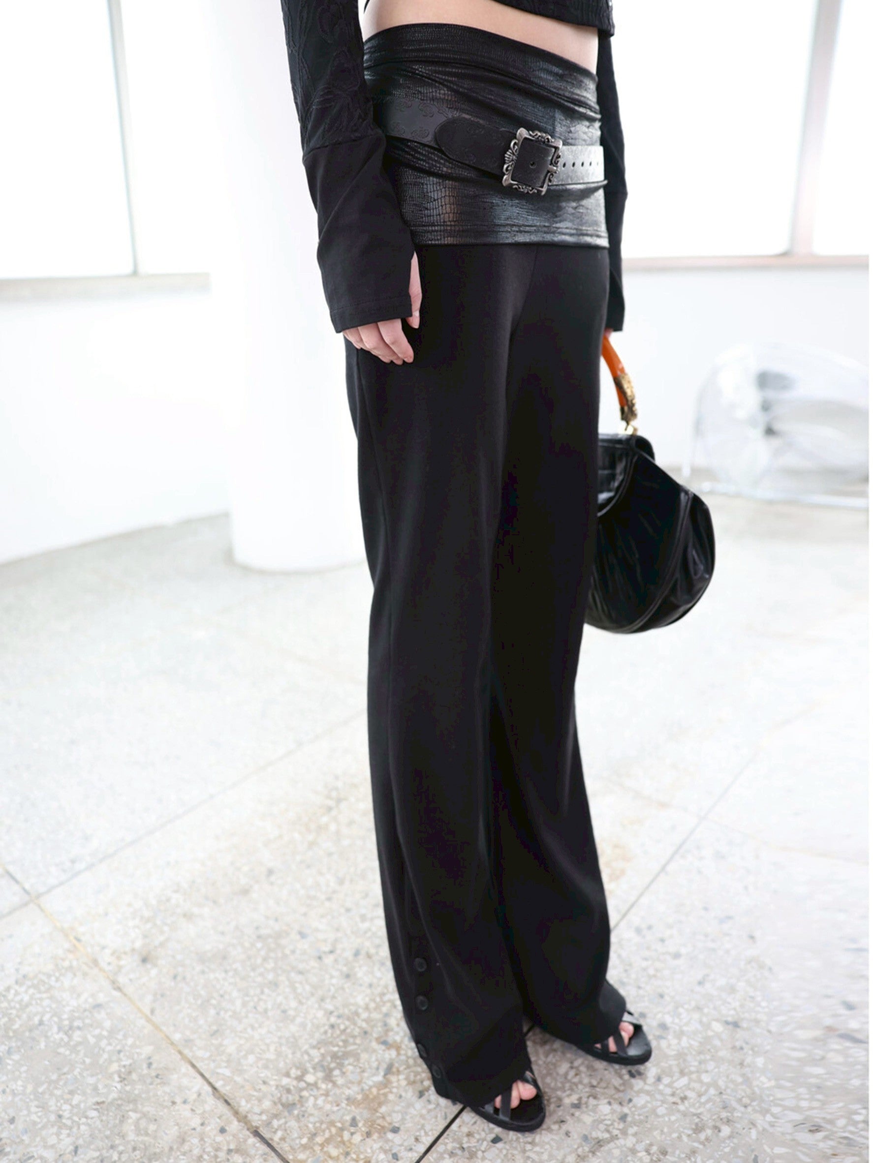 【MIAE】[ID] Layered Leather Bootcut Pants