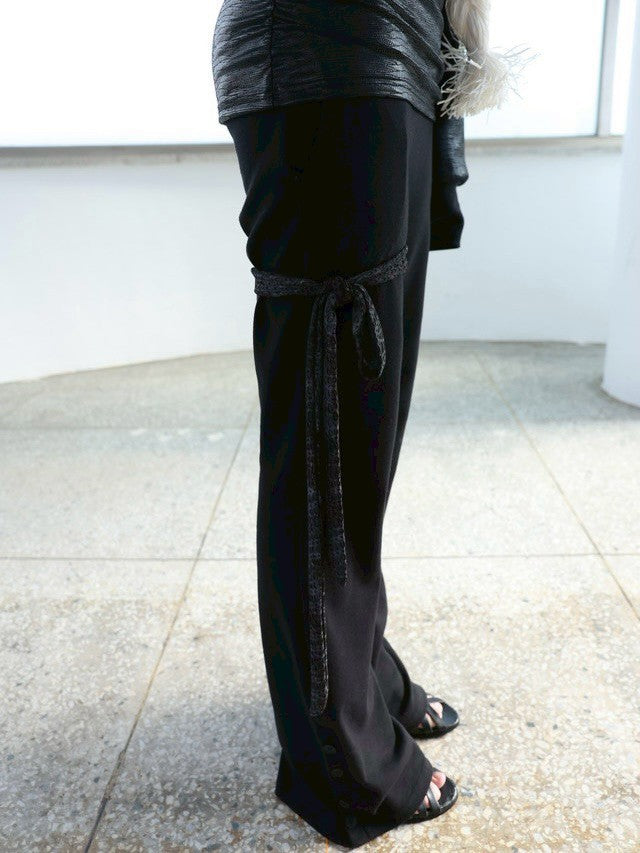 【MIAE】[ID] Layered Leather Bootcut Pants
