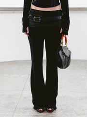 【MIAE】[ID] Layered Leather Bootcut Pants
