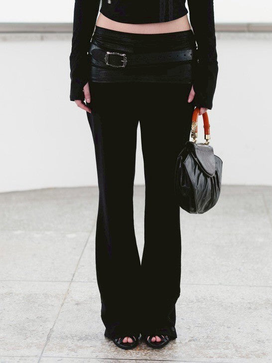 【MIAE】[ID] Layered Leather Bootcut Pants