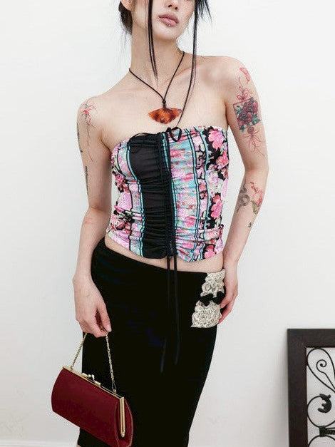 【MIAE】[香] Oriental Floral Shirring Top