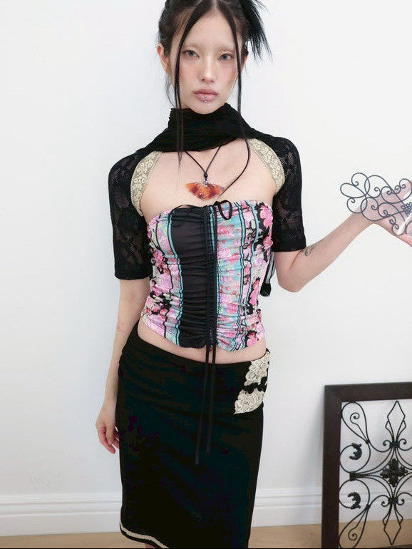 【MIAE】[香] Oriental Floral Shirring Top