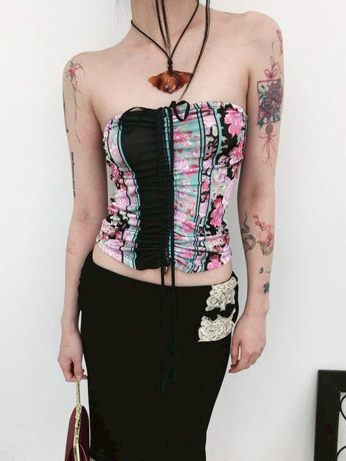【MIAE】[香] Oriental Floral Shirring Top