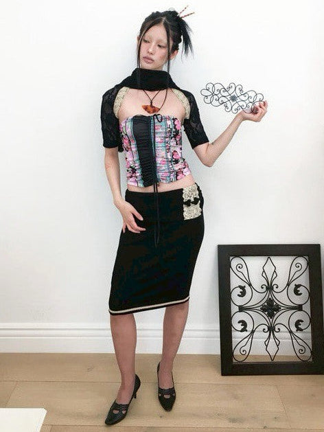 【MIAE】[香] Oriental Floral Shirring Top