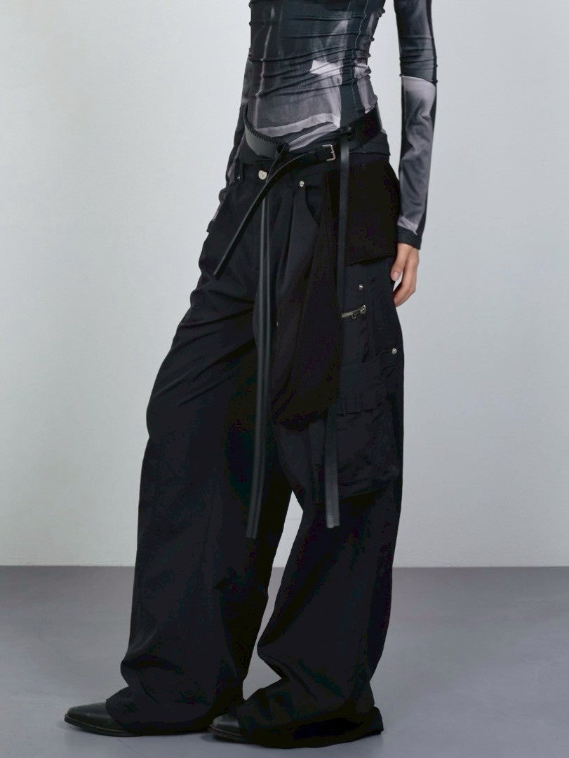【NACHE】MIXED LAYERED TIE JOGGER PANTS (UNISEX)