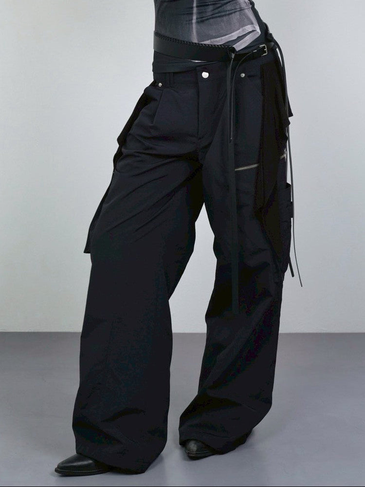 【NACHE】MIXED LAYERED TIE JOGGER PANTS (UNISEX)