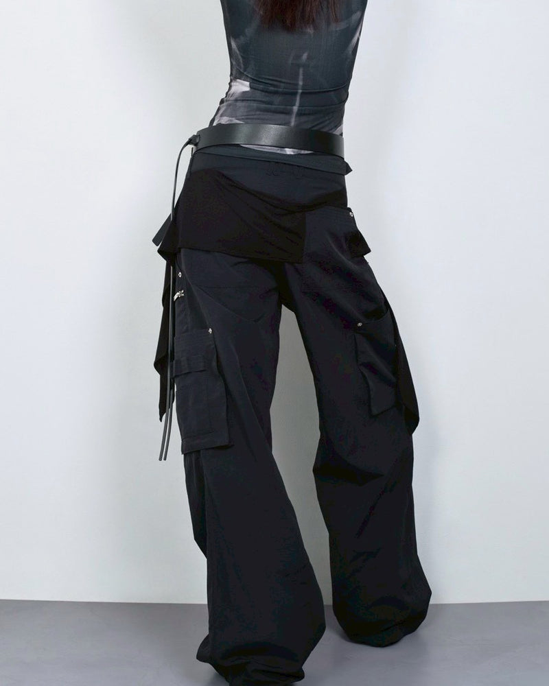 【NACHE】MIXED LAYERED TIE JOGGER PANTS (UNISEX)