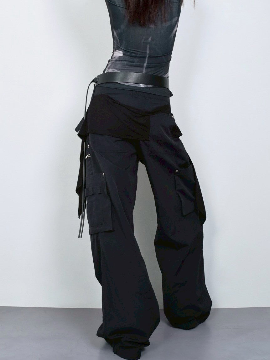 【NACHE】MIXED LAYERED TIE JOGGER PANTS (UNISEX)